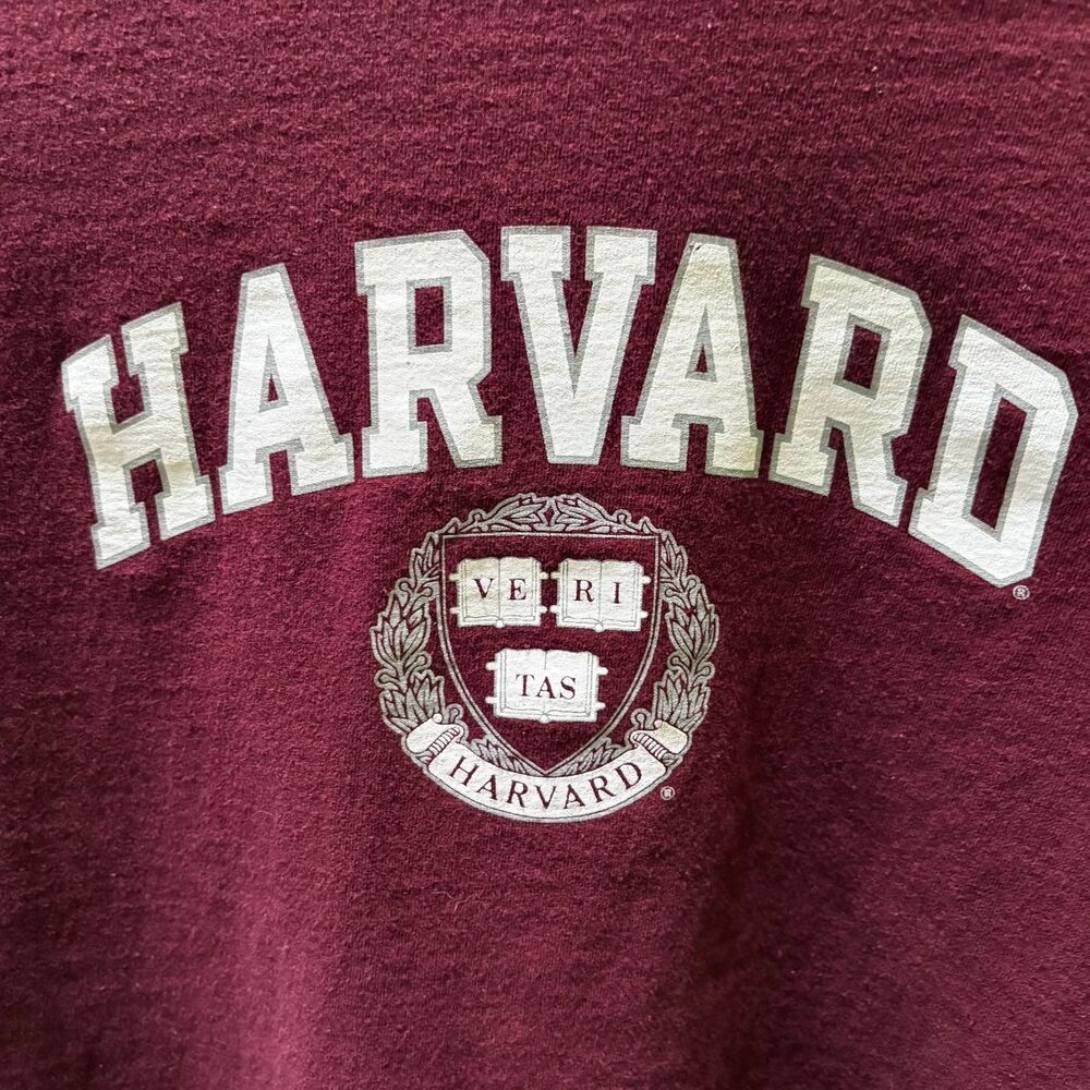 y2K VTG Harvard Crimson 100% Cotton Long Sleeve Tee sz Youth M (Women's Small) - Picture 3 of 6